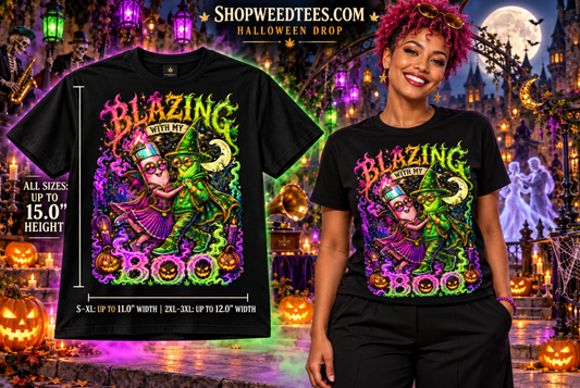 Blazing With My Boo | Halloween Stoner T-Shirt