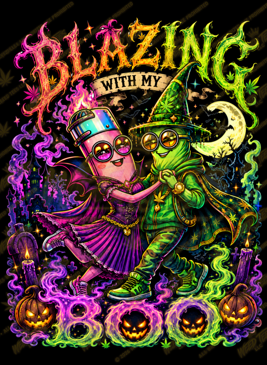 Blazing With My Boo | Halloween Stoner T-Shirt