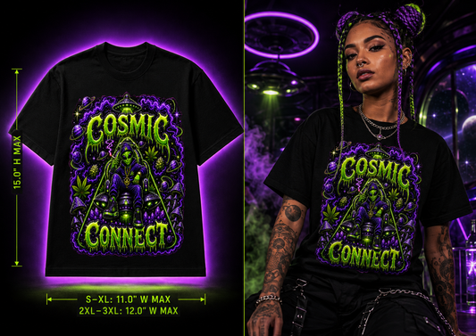 Cosmic Connect – Premium Cannabis Alien Graphic Tee