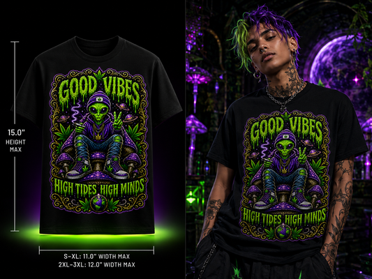 Good Vibes – Premium Cannabis Alien Graphic Tee