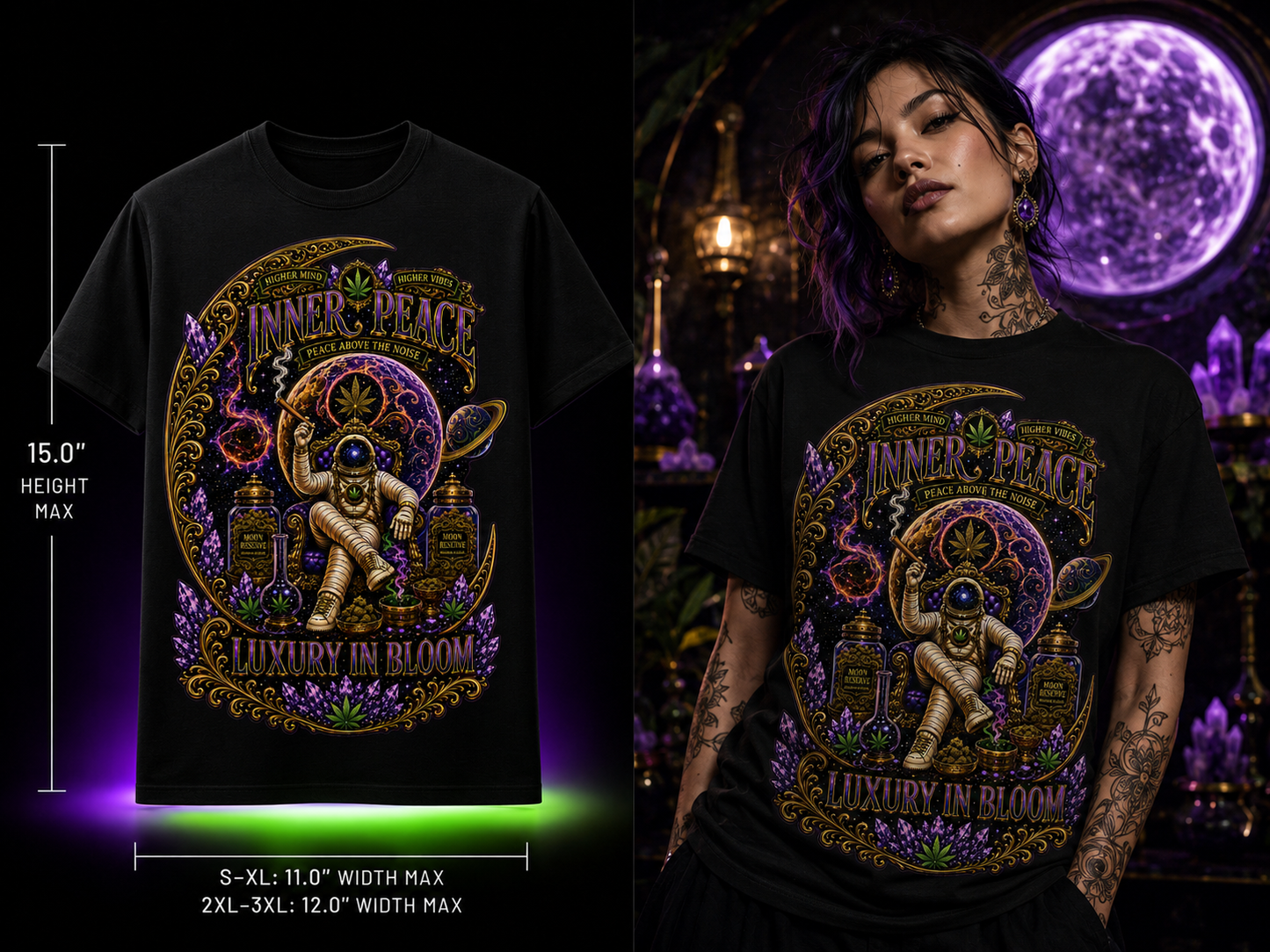 Inner Peace – Luxury in Bloom Cannabis Graphic Tee