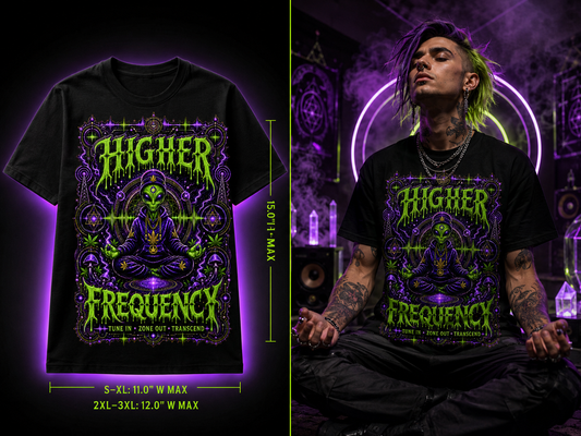 Higher Frequency – Premium Cannabis Alien Graphic Tee