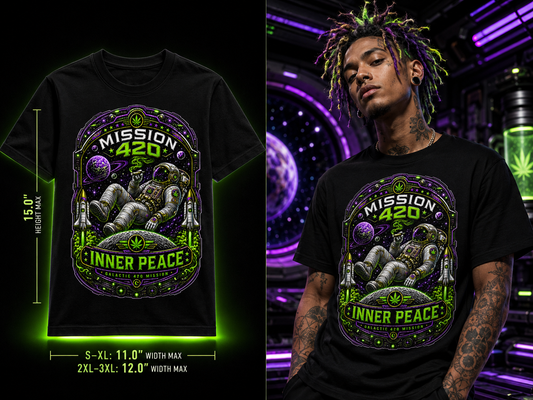 Mission 420 – Inner Peace Cannabis Astronaut Graphic Tee