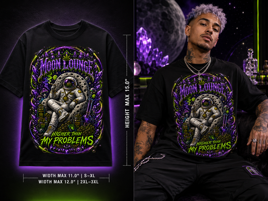 Moon Lounge – Higher Than My Problems Cannabis Graphic Tee