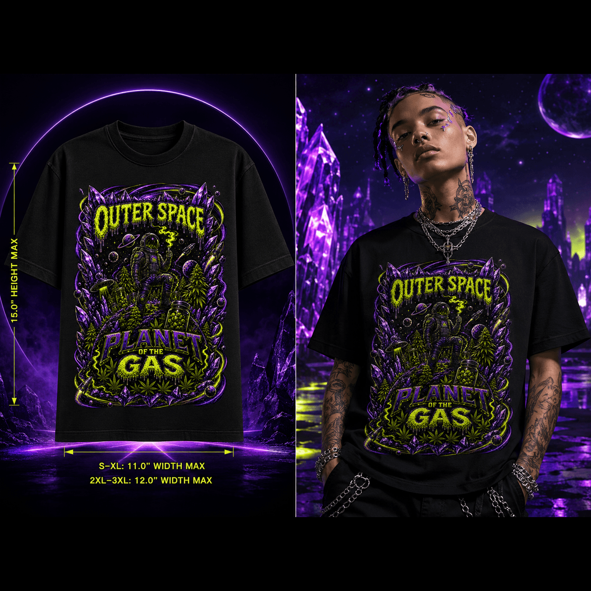 Outer Space – Planet of the Gas Cannabis Graphic Tee