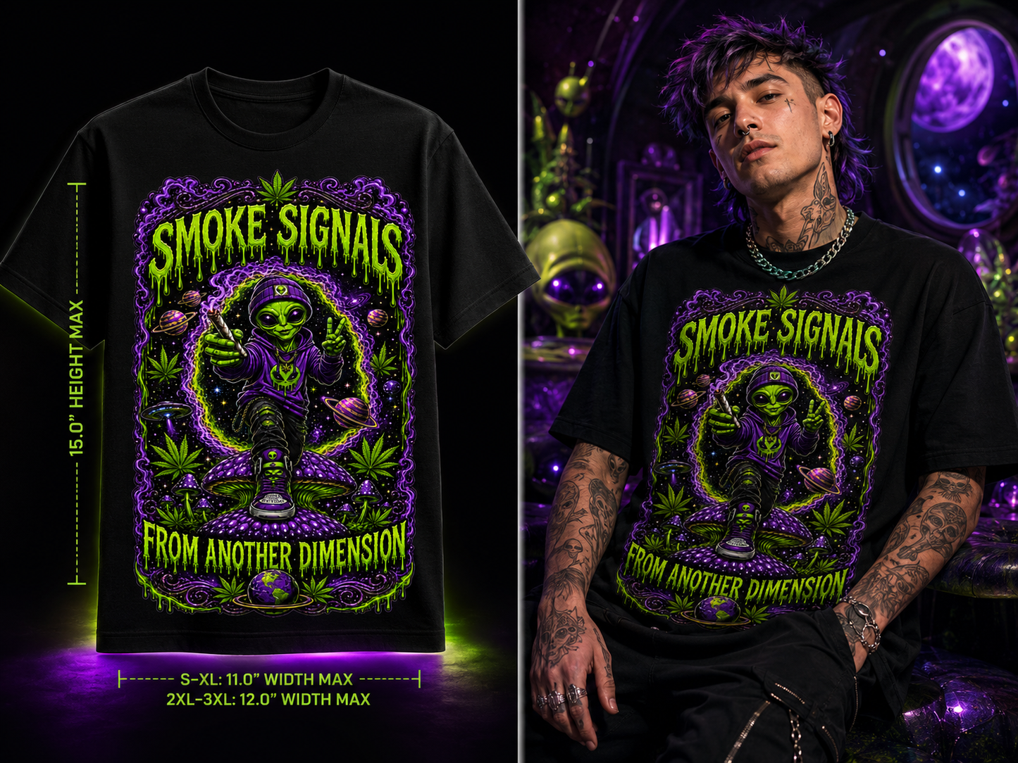 Smoke Signals – From Another Dimension Cannabis Graphic Tee