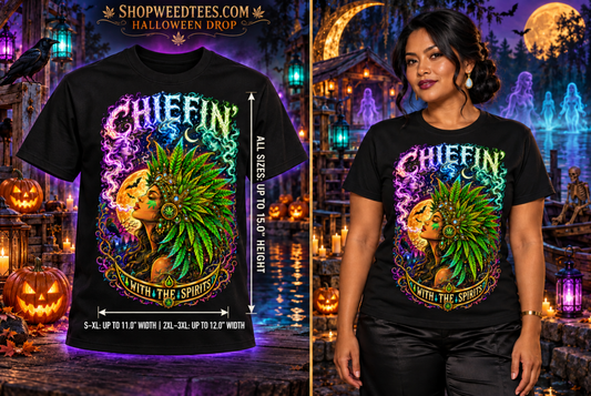 Chiefin’ With the Spirits: Moonlit Enchantress | Funny Stoner T-Shirt