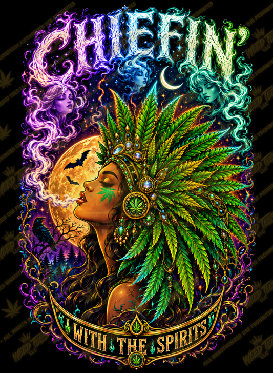 Chiefin With the Spirits | Funny Stoner T-Shirt