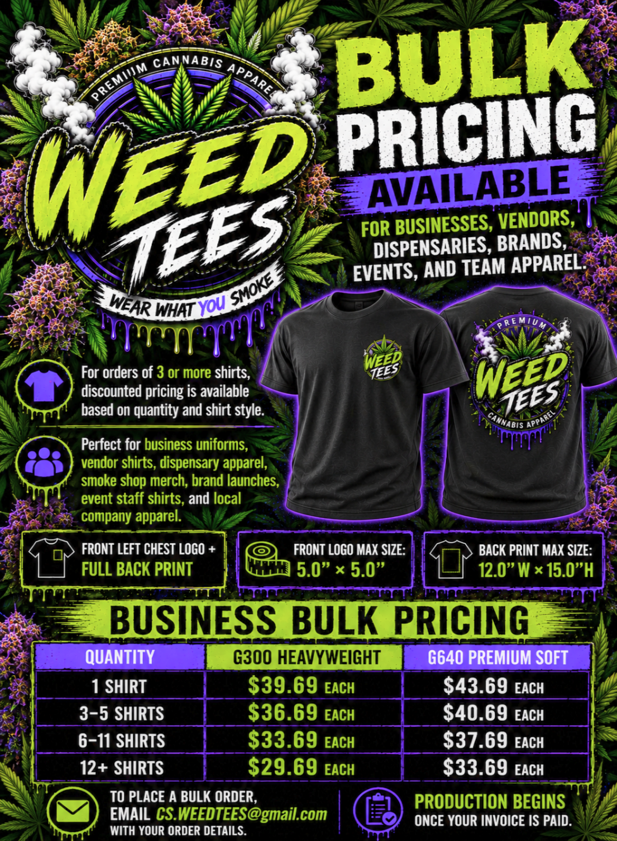 Custom Business & Bulk T-Shirts – Upload Your Design (Front Left Chest Logo & Full Back Print)