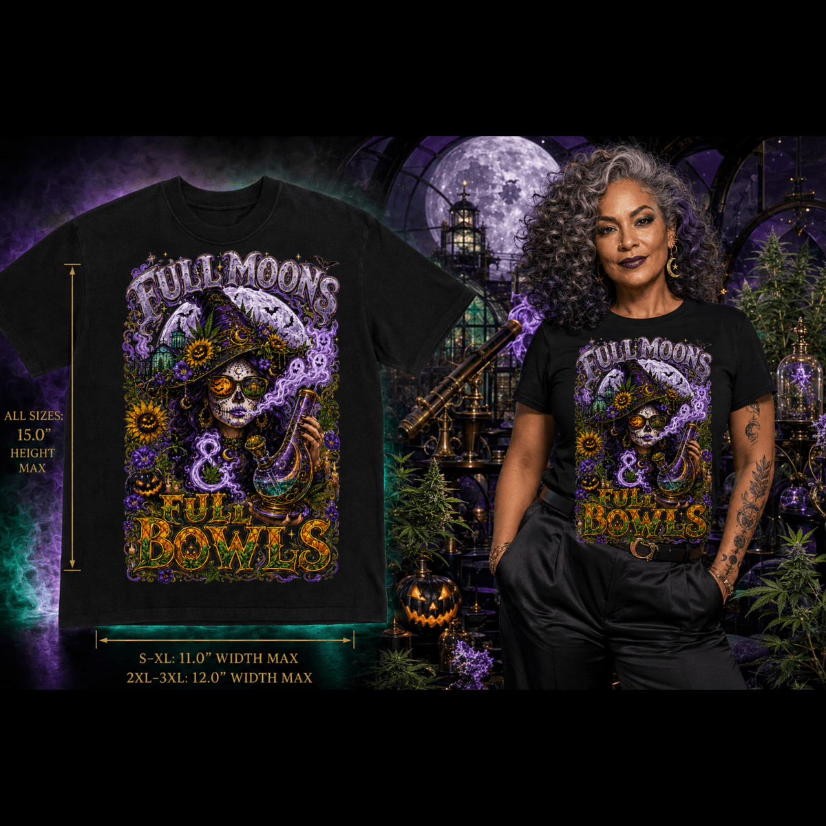 Full Moons Full Bowls | Halloween Stoner T-Shirt