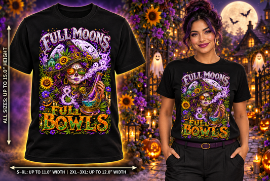 Full Moons, Full Bowls | Halloween Stoner T-Shirt
