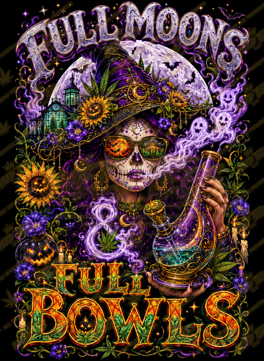 Full Moons Full Bowls | Halloween Stoner T-Shirt