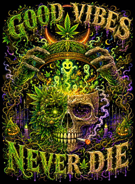 Good Vibes Never Die | Halloween Stoner T-Shirt