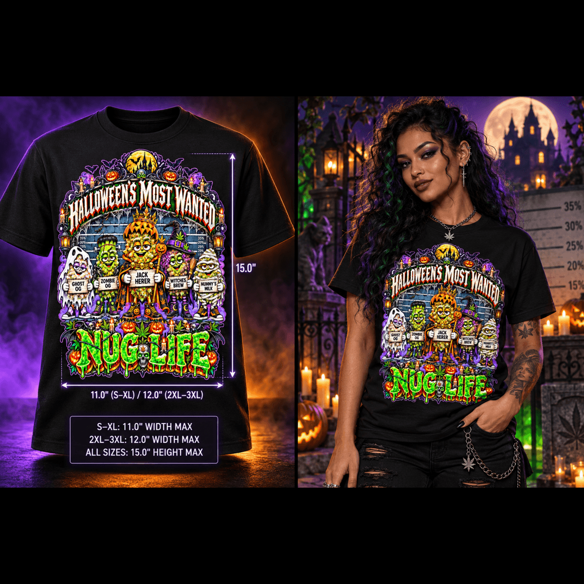 Nug Life: Most Wanted | Halloween Stoner T-Shirt