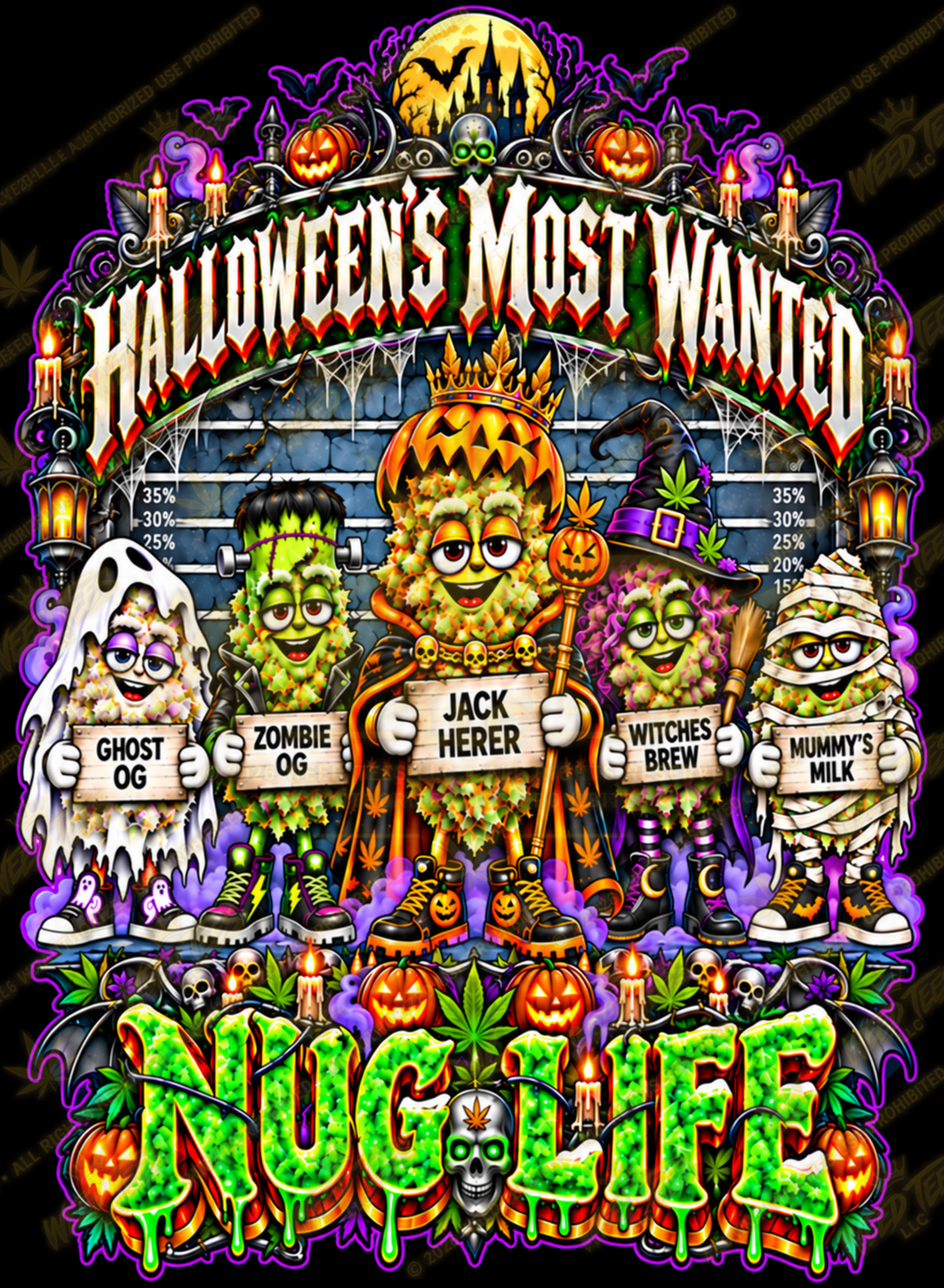 Nug Life: Most Wanted | Halloween Stoner T-Shirt