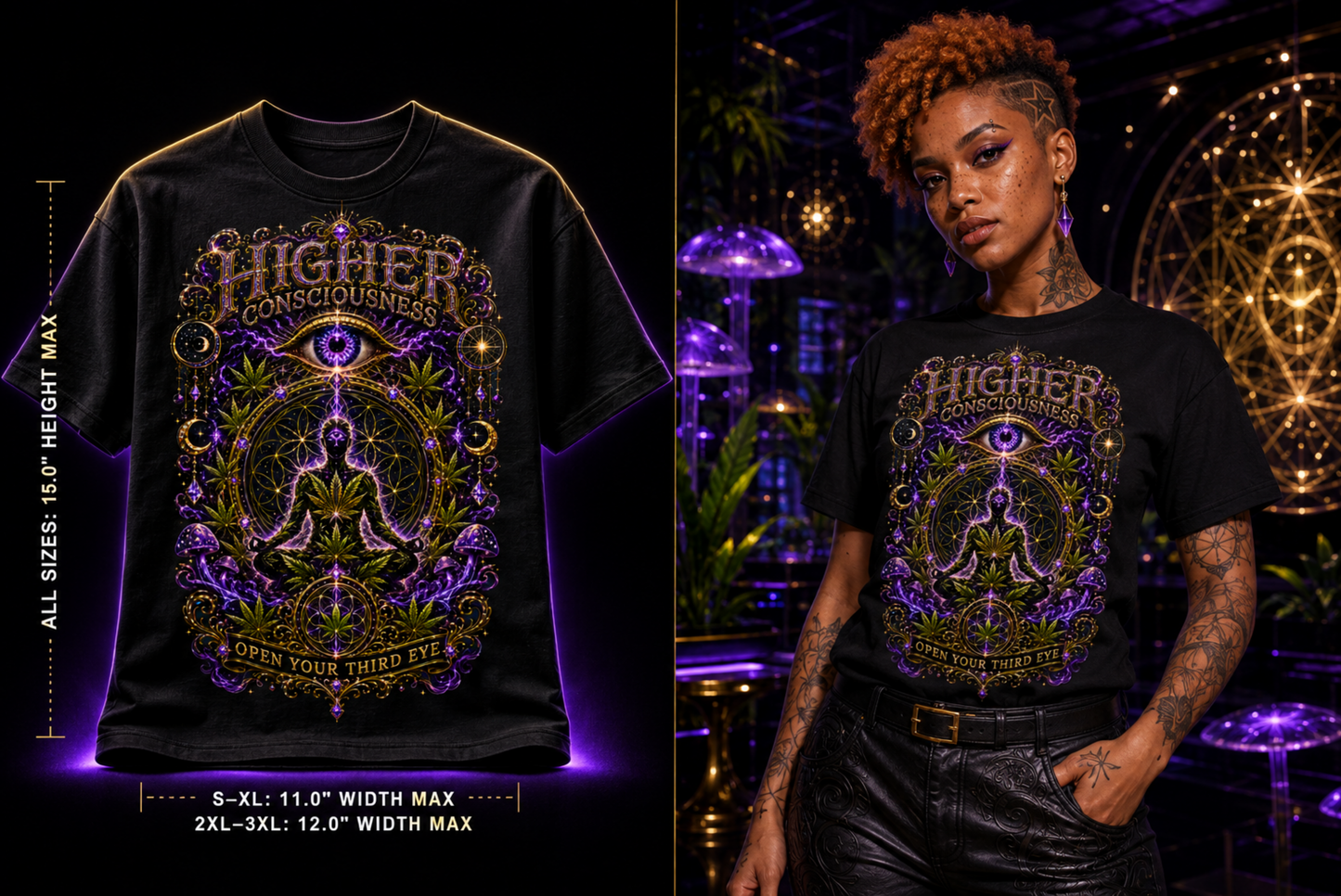 Higher Consciousness – Open Your Third Eye Cannabis Graphic Tee