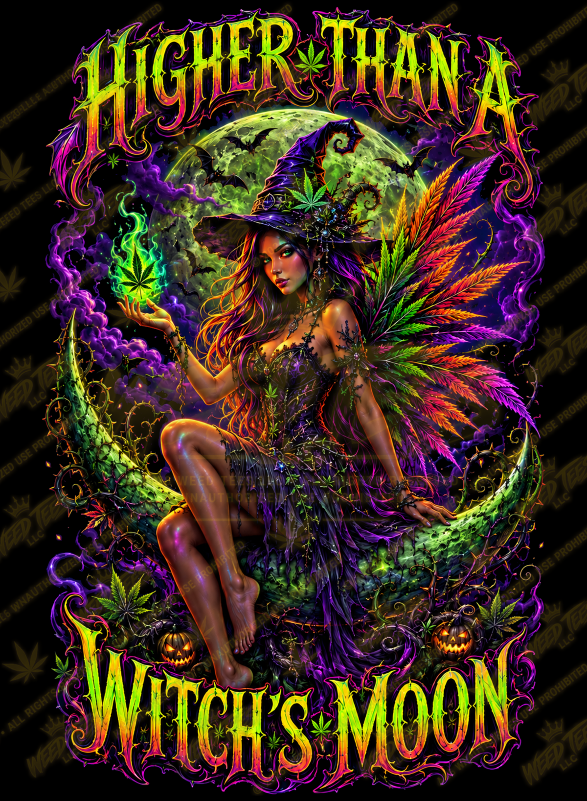 Higher Than a Witch’s Moon | Halloween Stoner T-Shirt