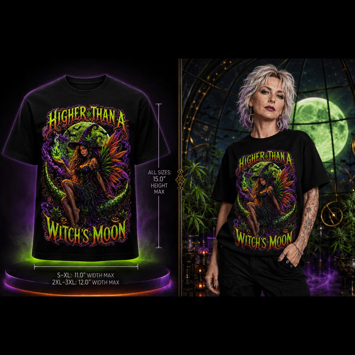 Higher Than a Witch’s Moon | Halloween Stoner T-Shirt