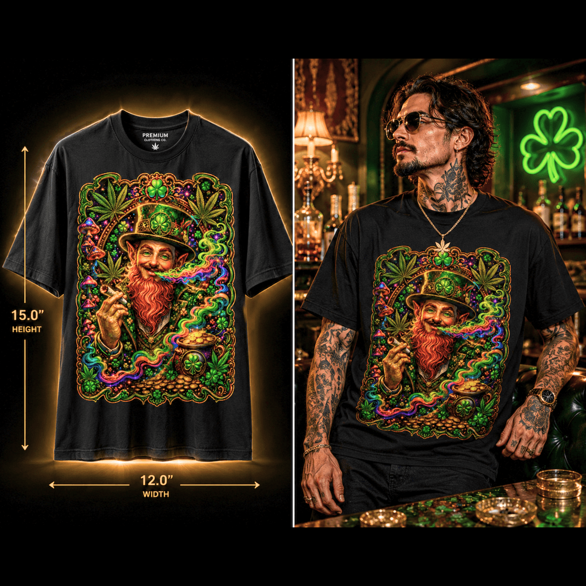 Highrish Leprechaun – Premium Cannabis Graphic Tee