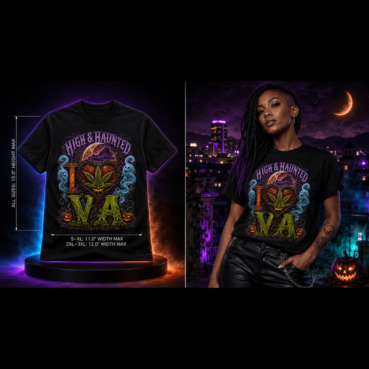 I Love VA: High & Haunted | Halloween Stoner T-Shirt