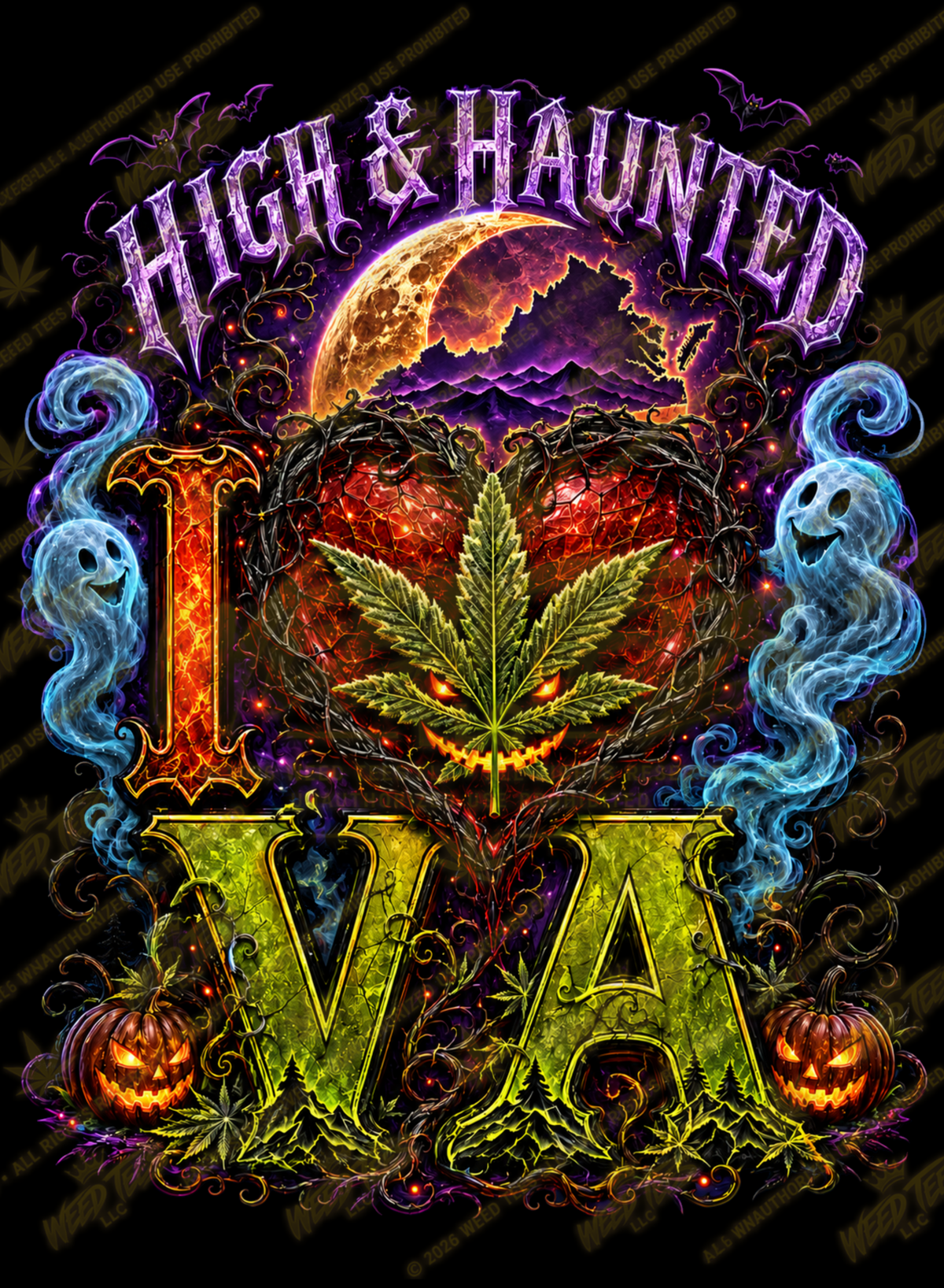 I Love VA: High & Haunted | Halloween Stoner T-Shirt