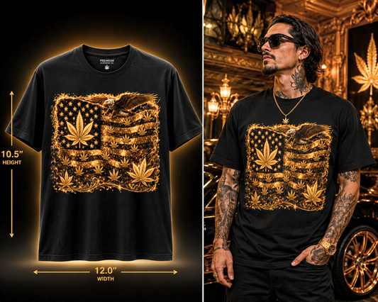 Land of the Weed – Premium Cannabis Flag Graphic Tee