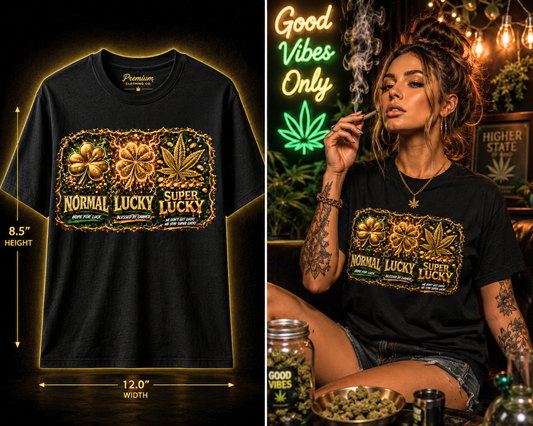 Normal • Lucky • Super Lucky – Premium Cannabis Graphic Tee