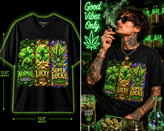 Normal • Lucky • Super Lucky – Premium Cannabis Graphic Tee