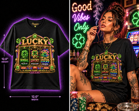Lucky – Premium Cannabis Slot Machine Graphic Tee