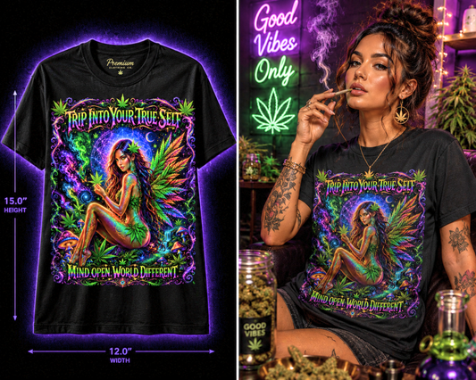 Trip Into Your True Self – Premium Cannabis Fairy Graphic Tee