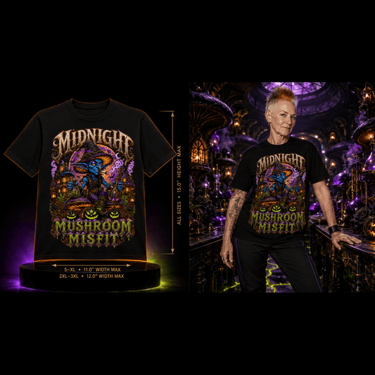 Midnight Mushroom Misfit | Halloween Stoner T-Shirt