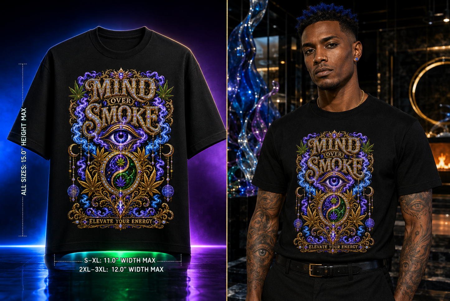 Mind Over Smoke – Elevate Your Energy Cannabis Graphic Tee