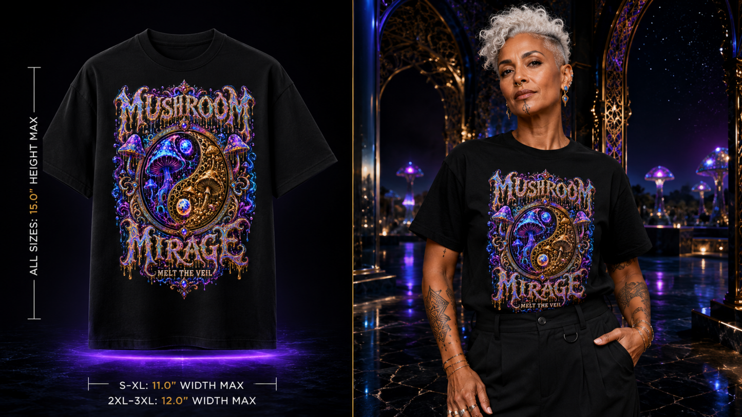 Mushroom Mirage – Melt the Veil Psychedelic Graphic Tee