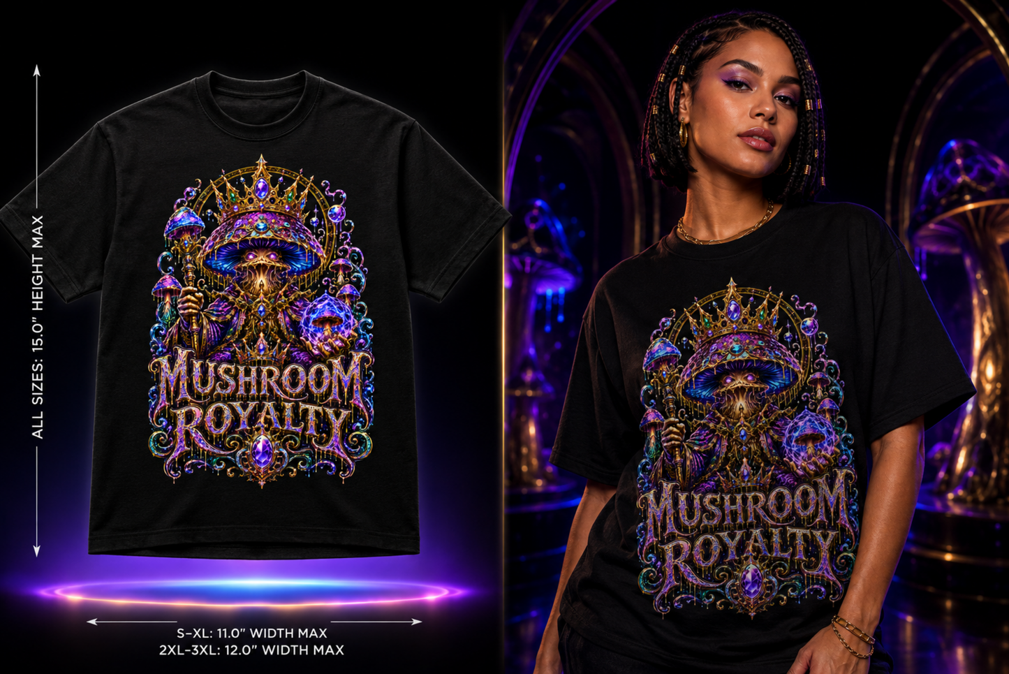 Mushroom Royalty Psychedelic Graphic Tee