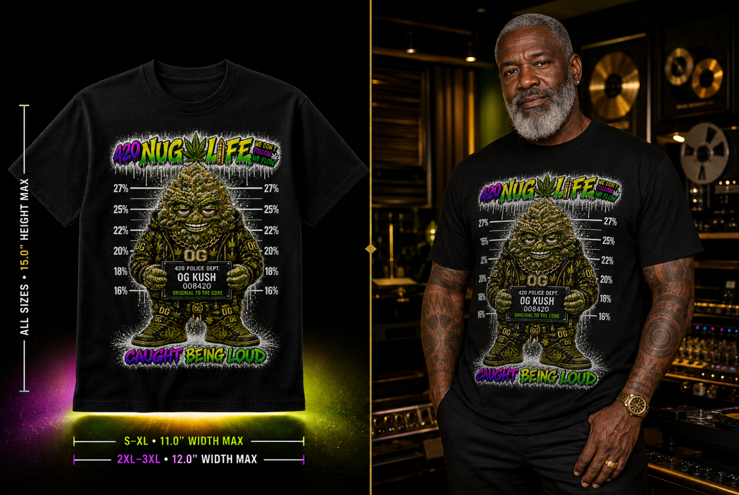 OG Kush – Caught Being Loud Cannabis Graphic Tee