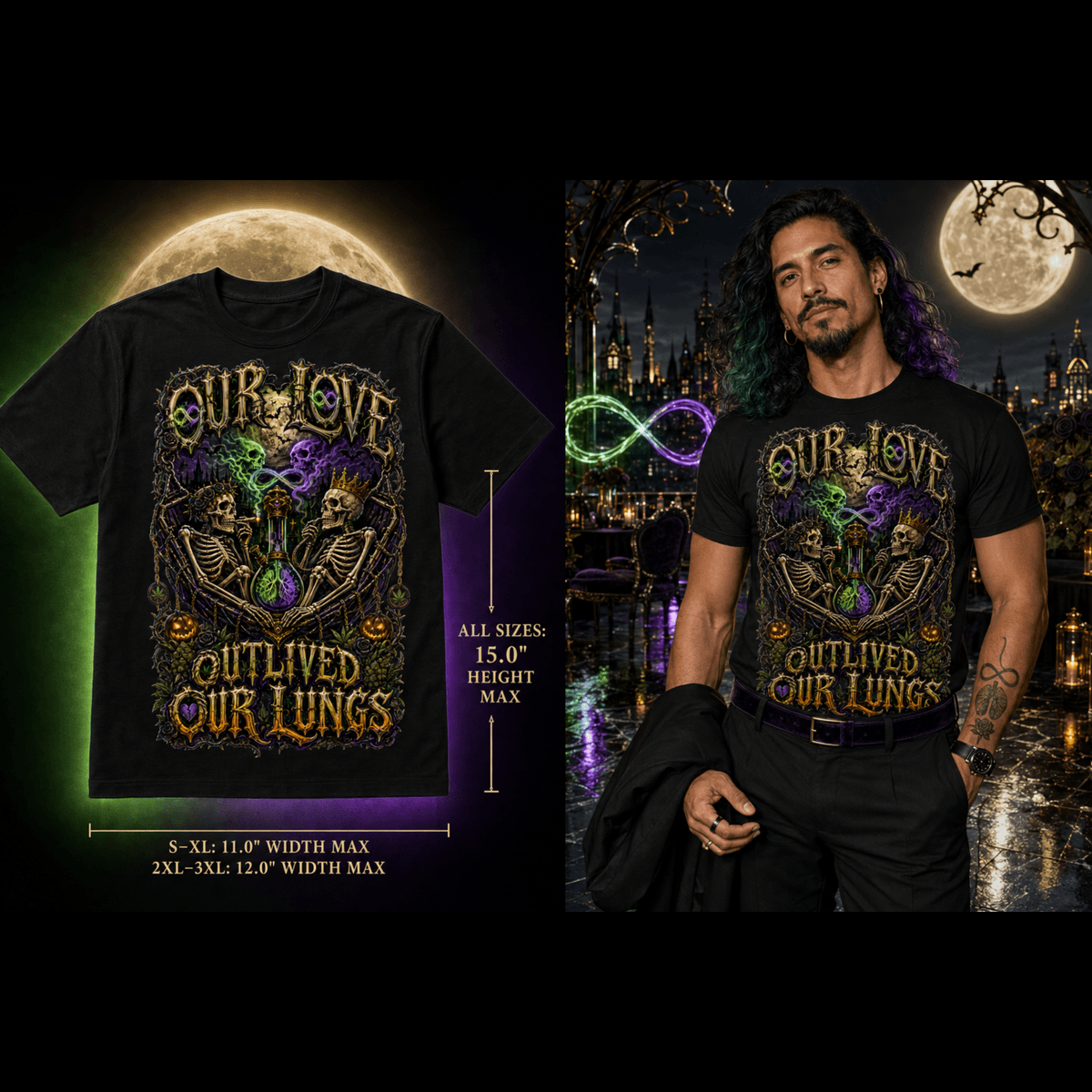Our Love Outlived Our Lungs | Halloween Stoner T-Shirt