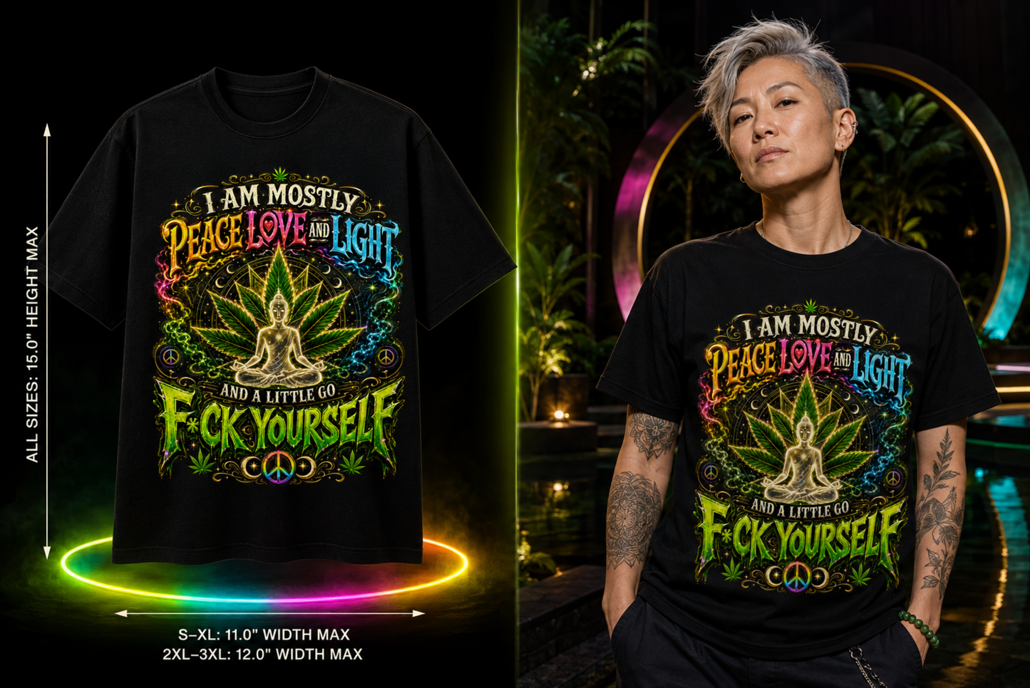 Peace Love & Light – A Little Go F*ck Yourself Aura Cannabis Graphic Tee
