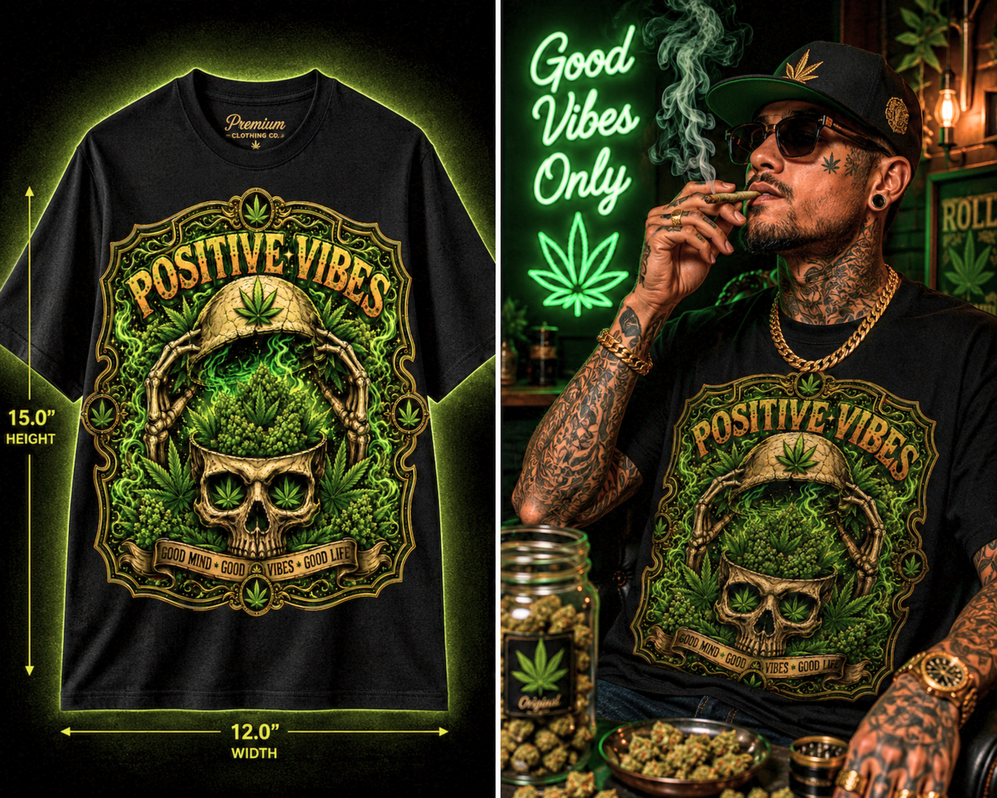 Positive Vibes – Premium Cannabis Graphic Tee