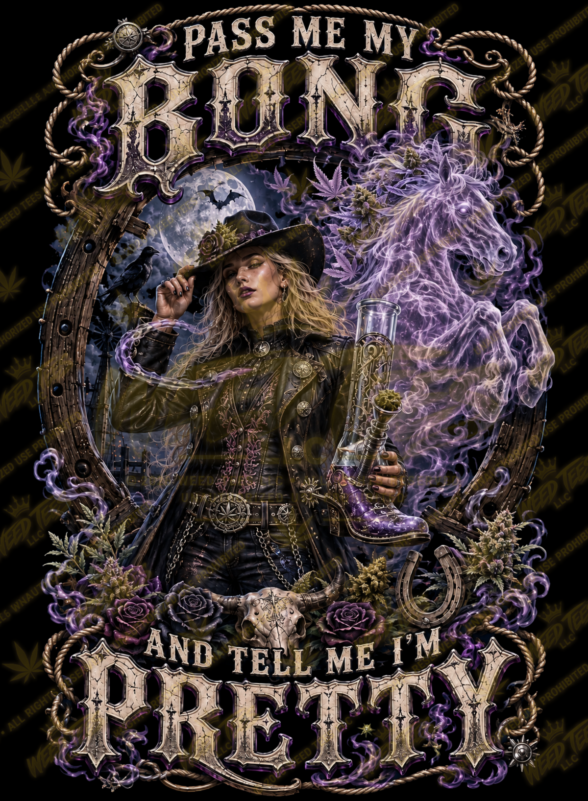 Haunted Cowgirl | Halloween Stoner T-Shirt