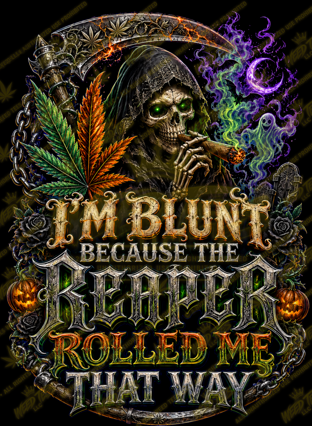 The Reaper Rolled Me Blunt | Halloween Stoner T-Shirt