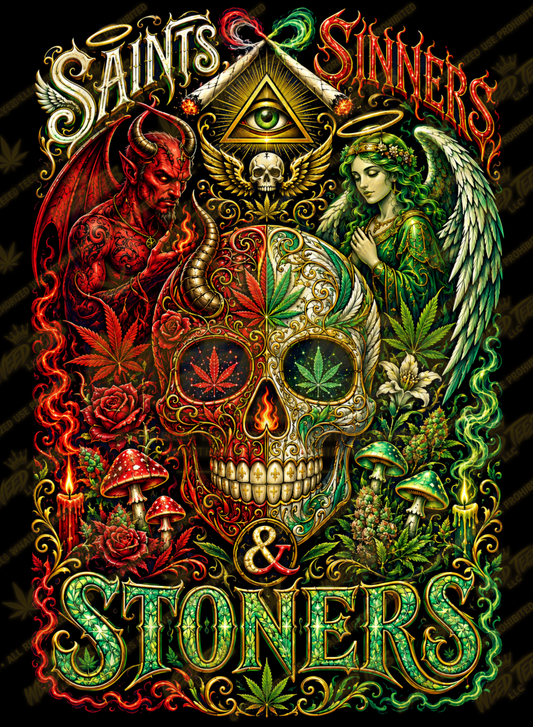 Saints, Sinners & Stoners | Halloween Stoner T-Shirt