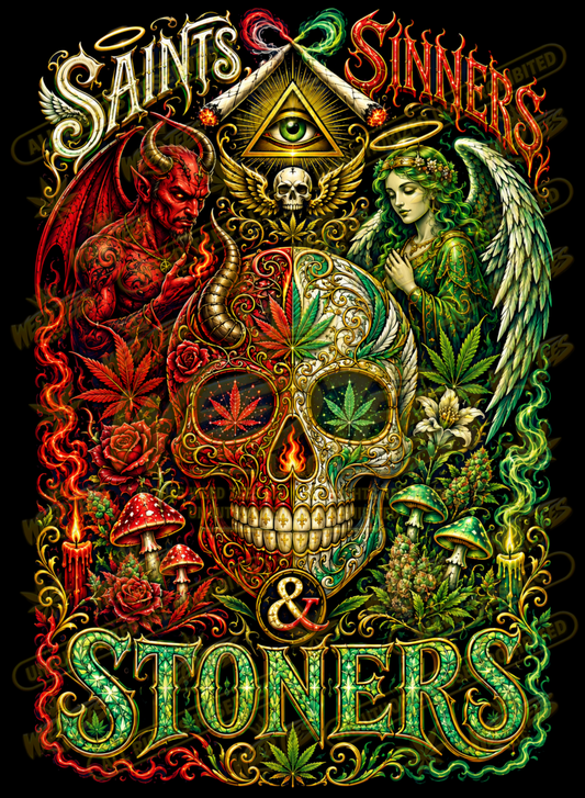 Saints, Sinners & Stoners – Classic Unisex Pullover Hoodie