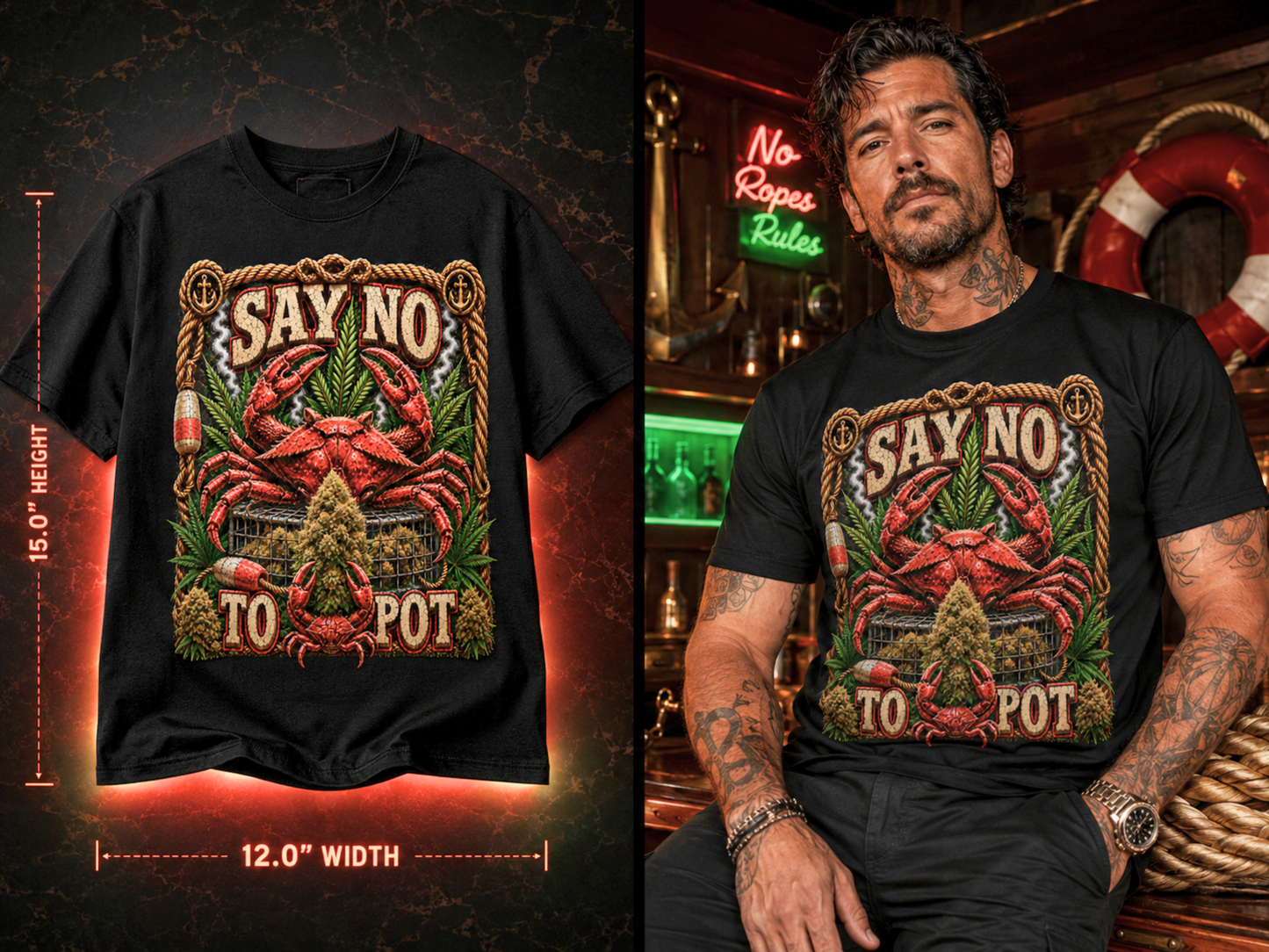 Say No To Pot – Premium Crab & Cannabis Graphic Tee