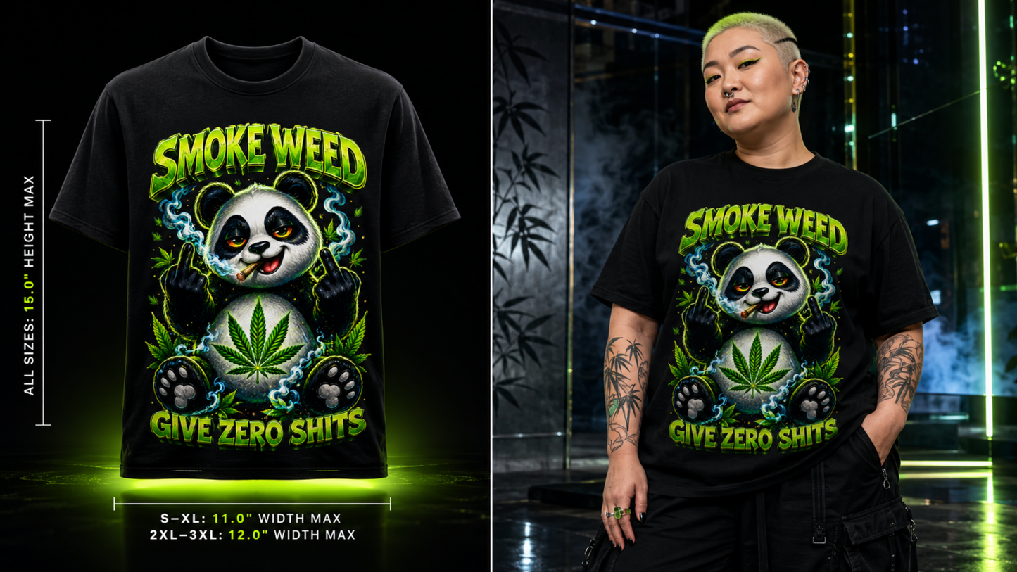 Smoke Weed Give Zero Sh*ts Panda Cannabis Graphic Tee