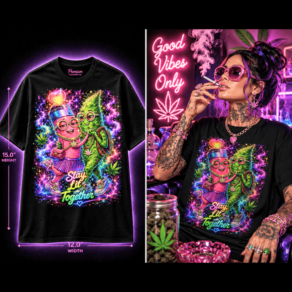 Stay Lit Together – Premium Cannabis Graphic Tee