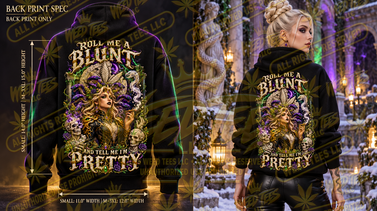 Roll Me a Blunt: Medusa’s Charm – Classic Unisex Pullover Hoodie