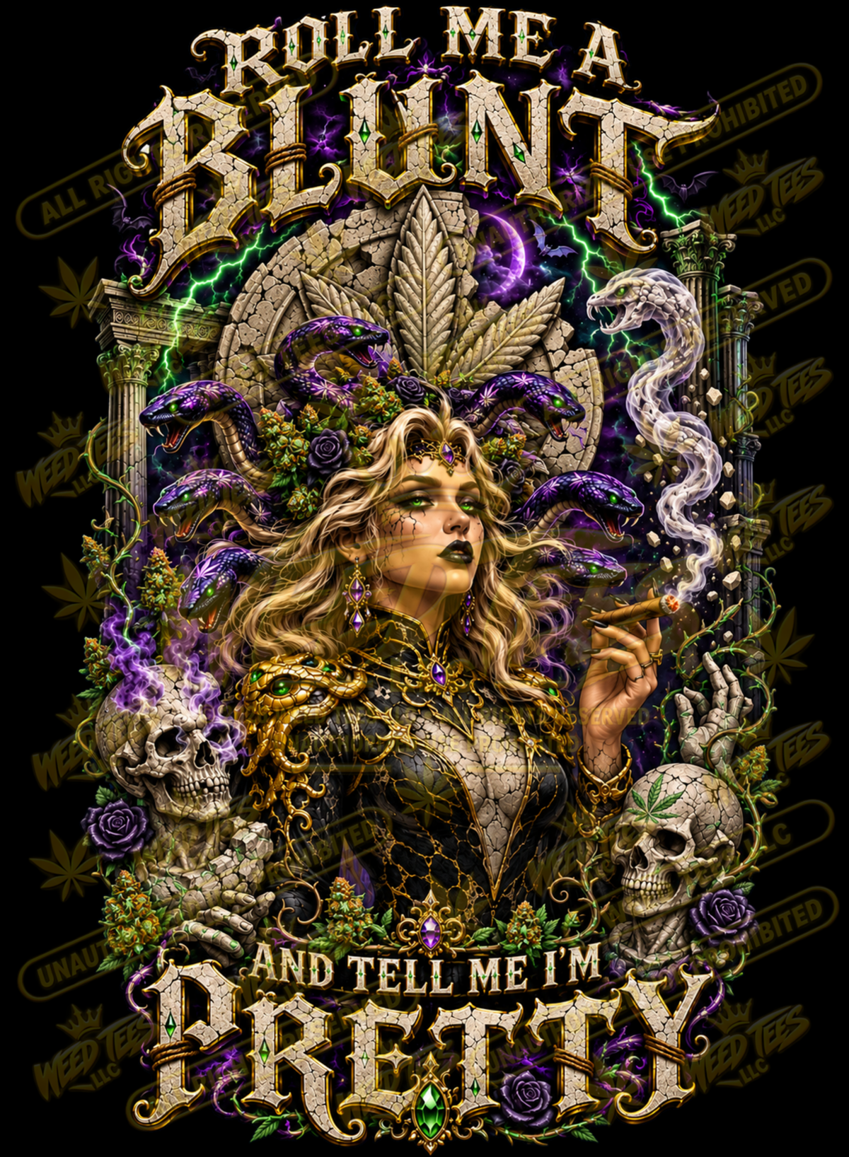 Roll Me a Blunt: Medusa’s Charm – Classic Unisex Pullover Hoodie