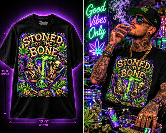 Stoned to the Bone – Premium Cannabis Graphic Tee