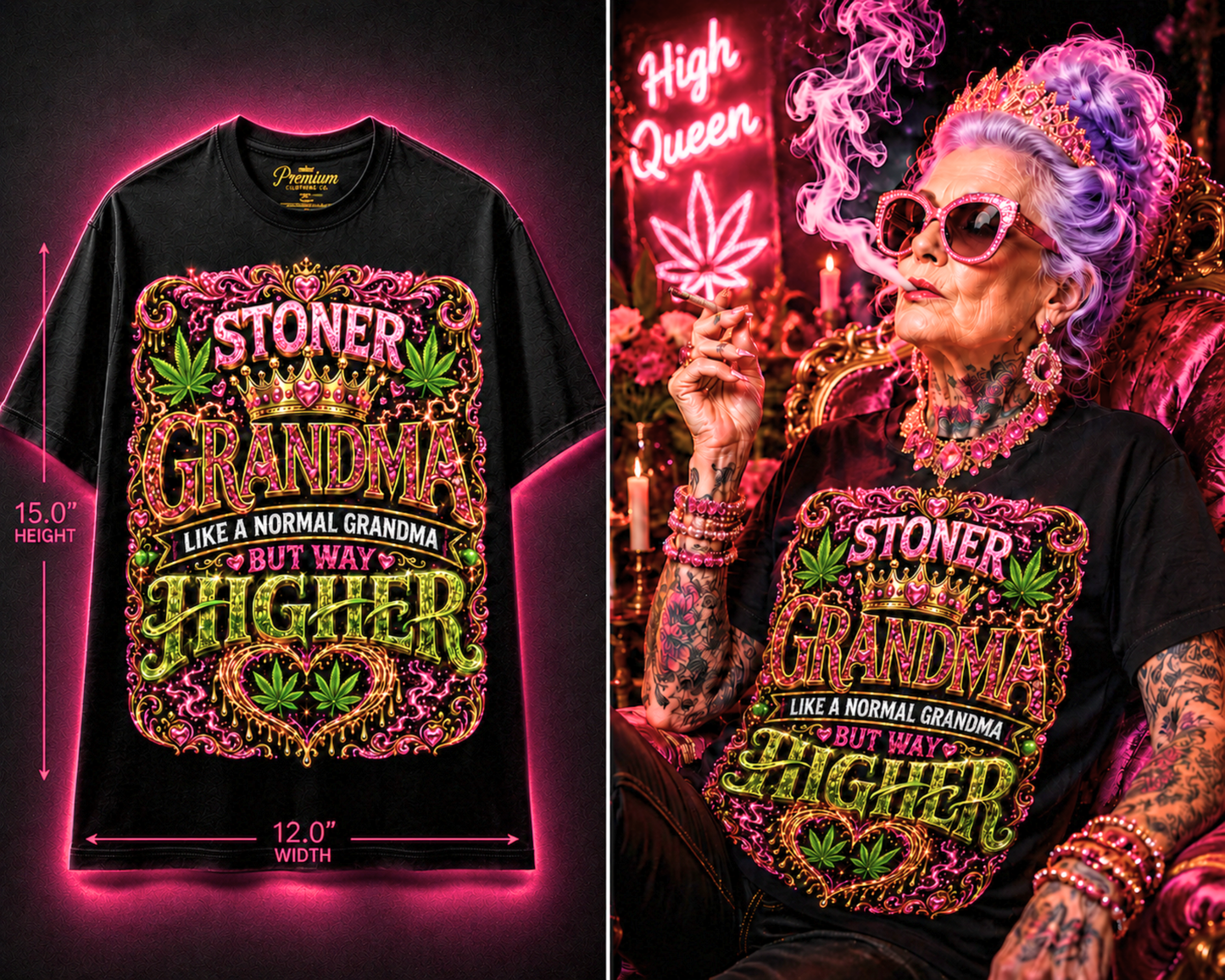 Stoner Grandma – Premium Cannabis Graphic Tee