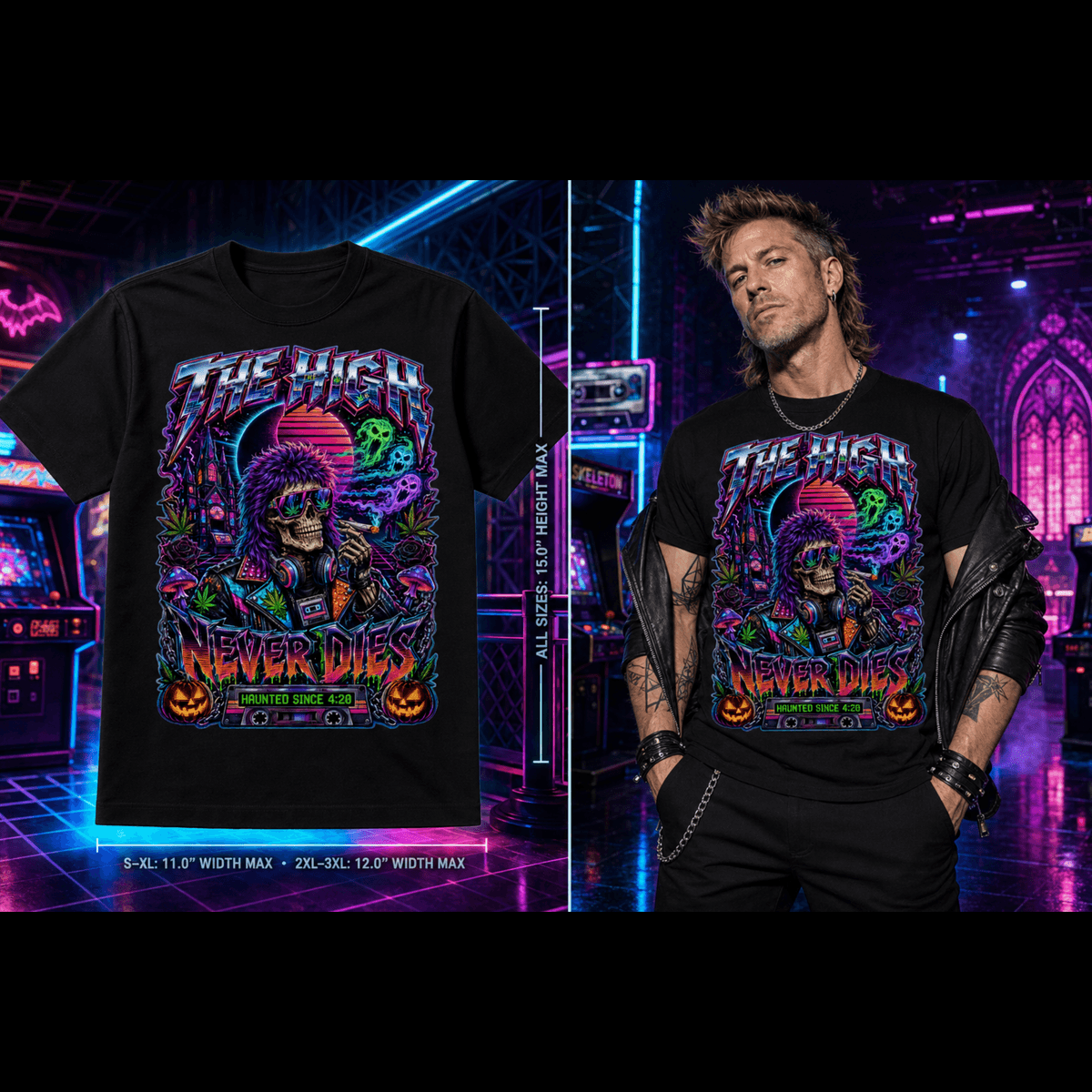 The High Never Dies 80s | Halloween Stoner T-Shirt